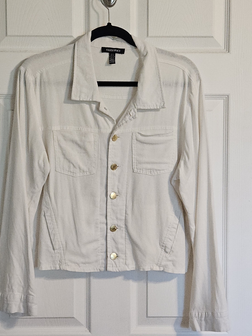 Ellen Tracy Cream Linen Jacket with Gold Buttons